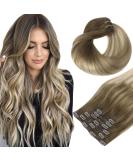 18 Clip in Hair Extensions - Real Human Hair - Walnut Brown to Ash Brown & Bleach Blonde - 120g - Buy Online on GoSupps.com