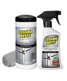 Cerama Bryte Protective Stainless Steel Appliance Cleaner & Polish Kit | High Strength Mineral Oil | 16 oz Spray 35 Wipes & Microfiber Cloth - Buy Online on GoSupps.com