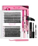PRO DIY Eyelash Extension Kit - 280 PCs Individual Clusters Applicator & Brush for Beginners | 40D + 50D 9-16 Mix - Buy Online on GoSupps.com