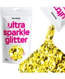 Hemway Premium Ultra Sparkle Glitter - Sand Gold Super Chunky 100g | Multi-Purpose Metallic Flake for Arts Crafts Nails & Cosmetics - Buy Online on GoSupps.com