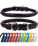 Collardirect Handmade Round Leather Dog Collar - Soft Padded Real Leather Adjustable for Small & Big Dogs Cats - Available in Black Pink Red Purple Blue (15-18 cm) - Buy Online on GoSupps.com