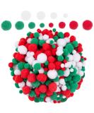 BQTQ 1200 Pieces Christmas Pom Pom Craft Balls for Craft Making and Decorations - White, Green, Red (3 Sizes) - Buy Online on GoSupps.com