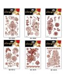 Adecco LLC 6 Sheets Flower Temporary Henna Tattoos, Fashion Flash Women Tattoo, Henna Stickers, Waterproof Red Ink Body Art Stickers. (1) - Buy Online on GoSupps.com