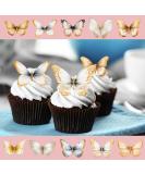 30 x Pre-Cut Beautiful Gold Golden Pastel Butterflies Edible Wafer Rice Paper Cupcake Cake Dessert Toppers - Buy Online on GoSupps.com