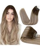 Hetto Microring Real Hair Balayage Extensions | Darker Brown to Light Brown | 50g Remy Hair - 35cm | Quality Hair Extensions for Effortless Style - Buy Online on GoSupps.com