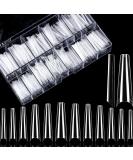 480pcs XXL Clear Acrylic Coffin Nail Tips - 12 Sizes Half Cover Ballerina Nails for DIY & Nail Studios - Buy Online on GoSupps.com