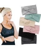 Lynun 6-Piece Wide Headband Set for Women | Elastic Sports Hair Bands for Fitness Running Yoga & Biking | Twisted Cross Headwraps in Single Colors - Buy Online on GoSupps.com