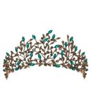 SweetV Vintage Crystal Leaf Metal Tiara - Gothic Queen Crown for Birthday, Prom, Pageant - Green Eden Headpiece - Buy Online on GoSupps.com