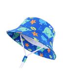 LANGZHEN Baby Girls Sun Protection Beach Hat | Adjustable Wide Brim Toddler Kids Summer Play Hat with Chin Strap - Blue-Whale | 1-2 Years - Buy Online on GoSupps.com
