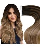 Laavoo Balayage Real Hair Tape-In Extensions | Darkest Brown to Medium Brown Ombre | 50g 20pcs | Smooth Remy Hair - Buy Online on GoSupps.com