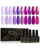 Shining She UV Nail Polish Set - 10 Colors Glitter Gel Violet Purple & Lavender Pastel - Soak-Off 8ml Perfect for Beginners & DIY Art Salon - Buy Online on GoSupps.com