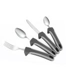 Special Supplies Adaptive Utensils (4-Piece Kitchen Set) Wide  Weighted  Non-Slip Handles for Hand Tremors  Arthritis  Parkinsons or Elderly Use  Stainless Steel Knife  Fork  Spoons (Gray Striped) - Buy Online on GoSupps.com
