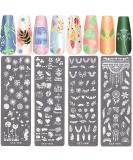 Nail Art Stamping Plates Set - Leaves, Dreamcatcher, Feather, Dandelion Image Templates - 4 Pcs - Buy Online on GoSupps.com