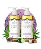 Tree To Tub Lavender Body Wash for Sensitive & Dry Skin - pH Balanced Moisturizing Vegan Soap with Organic Shea Butter & Aloe Vera - 2 Pack - Buy Online on GoSupps.com