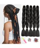 Showjarlly Braids Extensions Jumbo Braid Kunsthaar Hair Black Braid Extension 24 inch KanCalon Hair Braid Extensions 5 pieces for crochet twist braid hair box braid for braid 61cm-24 inch (5-pack) A2-1b## - Buy Online on GoSupps.com