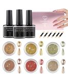 BISHENGYF 6 Box Rose Gold Chrome Nail Powder Set - Metallic Pigment Powder with Top Coat for Shiny Nail Glitter & Mirror Effect - Nail Art Design Decoration Kit - Buy Online on GoSupps.com