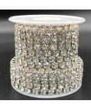 5mm SS24 Crystal Rhinestone Chain Trim - 5 Yards - Sew on Crystal Claw Cup Chain Roll - Silver Base + Crystal Clear - Towenm - Buy Online on GoSupps.com