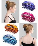 Prettyou 3.9 Inches Plastic Flower Claws Crystal Banana Hair Clip for Women Girls Pack of 4 Colorful - Buy Online on GoSupps.com