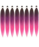 LDMY Pre-Stretched Braiding Hair Extensions - 8pcs Pack Purple Blue Pink Ombre - Colorful Synthetic Kanekalon Hair for Braids 90g Each - Buy Online on GoSupps.com