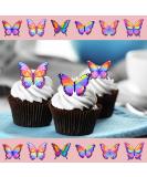 24 x Pre-Cut Beautiful Colourful Multicolour Butterflies Edible Wafer Rice Paper Cupcake Cake Dessert Toppers Birthday Pride LGBT Party Wedding Decorations Butterfly - Buy Online on GoSupps.com
