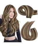 Moresoo Dark Brown with Caramel Blonde Human Hair Weft Extensions 24 Inch - Double Weft, 100g/Pack #P4/27 - Buy Online on GoSupps.com