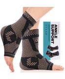 Shop Copper Ankle Brace Compression Sleeve for Pain Relief | Plantar Fasciitis & Achilles Tendonitis Support - Black/Gold - 1 Pair - Buy Online on GoSupps.com