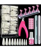 Teenitor Natural Coffin Nail Tips Kit: 600pcs Full Cover Acrylic Nails with Glue, Clipper & Stand for DIY False Nails - Buy Online on GoSupps.com