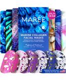 MAREE Facial Masks With Natural Pearl Extract, Marine Collagen & Hyaluronic Acid - Anti Aging Collagen Facial Masks Skin Care for Wrinkles, Dry Skin & Photoaging - Firming Facial Sheet Masks, 6 Pack - Buy Online on GoSupps.com