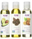 Now Foods Moisturizing Oils Sampler - Sweet Almond, Avocado, Jojoba - 4oz Bottles - Buy Online on GoSupps.com