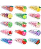 Sparkle Fruit Snap Hair Clips - 15 Piece Set | Quicksand Sequin Hairpins for Girls | Sweet Barrette Styling Accessories - Buy Online on GoSupps.com