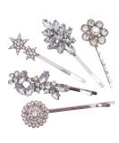 5-Pack Vintage Crystal Decorative Bobby Pins Hair Accessories Silver Tone Women - Buy Online on GoSupps.com