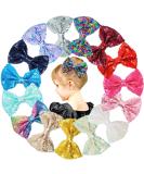 15 Pack of 5 Inch Sparkly Sequins Hair Bows for Baby Girls, Toddlers, and Kids - Perfect for Parties and Festivals - Buy Online on GoSupps.com