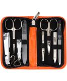 Three swords - 8 pcs.Manicure set 'Roma' |High quality nail care set in orange synthetic leather case |Contents: nail scissors set foot and nail clippers tweezers glass nail files sapphire nail file orange - synthetic leather - Buy Online on GoSupps.com