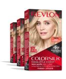 Revlon Colorsilk Permanent Blonde Hair Dye 100% Gray Coverage, Ammonia-Free with Keratin - Pack of 3 Ultra Light Natural Blonde - Buy Online on GoSupps.com
