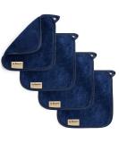 Lab aut Microfiber Makeup Towels - 4 Pack (21x21 cm) Washable & Reusable Facial Cleaning Pads - Dark Blue Makeup Remover - Buy Online on GoSupps.com