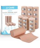 JJ CARE Elastic Bandage Wrap (Pack of 6) - 3" & 6" Compression Bandages with Clips for Ankle Wrist Foot | Durable & Reusable Shipping Worldwide - Buy Online on GoSupps.com