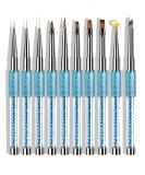 10 Pcs Kolinsky Sable Hair Acrylic Nail Art Brushes with Cap - Blue Set - Buy Online on GoSupps.com