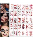30 Sheets Halloween Zombie Temporary Tattoos - Waterproof Fake Scars with Blood, Stitch Scar, Scab - Perfect for Halloween Party Cosplay - Style 2 - Buy Online on GoSupps.com