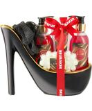 Brubaker Luxury Strawberry & Coconut Milk Beauty Set - 6-Part Bathing & Shower Gift Set in Ceramic Black Gold Stiletto - Buy Online on GoSupps.com