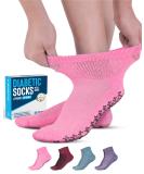 Doctor's Select Diabetic Ankle Socks with Grippers for Men and Women - 4 Pair 1/4 Length Neuropathy Socks for Women Pink  Green  Red  Purple Medium - Buy Online on GoSupps.com