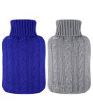 Knitted Hot Water Bottle Cover - 2 Pack - Ideal for Menstrual Cramps & Pain Relief - Royalblue/Grey - 2000 ml - Buy Online on GoSupps.com