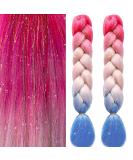 Ombre Braiding Hair - 2 Pack Kanekalon Hair Braids Extensions (Pink & Blue) | International Shipping - Buy Online on GoSupps.com