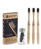 Geordinary 3-Pack Bamboo Toothbrush for Kids | 20 000 Bristles + 30m Activated Charcoal Dental Floss in Glass Container | Eco-Friendly Sustainable Wooden Toothbrush - Buy Online on GoSupps.com