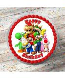Mario Style Theme Pre Cut Edible Icing Cake Topper 8 Inch Round Cake Decoration - Buy Online on GoSupps.com