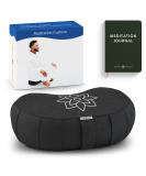 Large Crescent Meditation Cushion - Mindful & Modern Zafu Yoga Bolster Seat with Carry Handle | Removable Washable Cover | Buckwheat Filled | Minimal Black - Buy Online on GoSupps.com