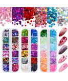 Kalolary 36 Boxes 3D Heart Nail Art Sequins Glitter - Colorful Holographic Sparkle for Valentine's Day Nail Art & Makeup - Buy Online on GoSupps.com