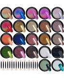 Duufin 22 Colors Chrome Nail Powder Metallic Nail Powders Mirror Effect Nail Art Powder Holographic Aurora Powder Chrome Powder for Nail Art with 22 Pcs Eyeshadow Sticks, 1g/Jar Metallic Chrome and Holo - Buy Online on GoSupps.com