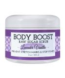 Body Boost Lavender Vanilla Raw Sugar Scrub 8 oz - for Dry Skin, Stretch Marks & Scars - Pregnancy Safe - Vegan & Allergen Free - Buy Online on GoSupps.com