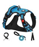 Nestrooad Anti Pull Dog Harness & Leash Set for Large Dogs - Blue XL (Neck 43-64cm Chest 53-89cm) | Comfortable & Safe Dog Walking Solution - Buy Online on GoSupps.com