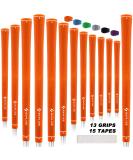 SAPLIZE CC02 Rubber Golf Grips Upgrade/Deluxe Kit - 6 Colors Available - Anti-Slip Orange Grips - Standard/Midsize - 13 Grips with Tape - Buy Online on GoSupps.com